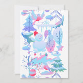 Winter Wonderland Birthday Invitation, Snowman Kaart (Achterkant)