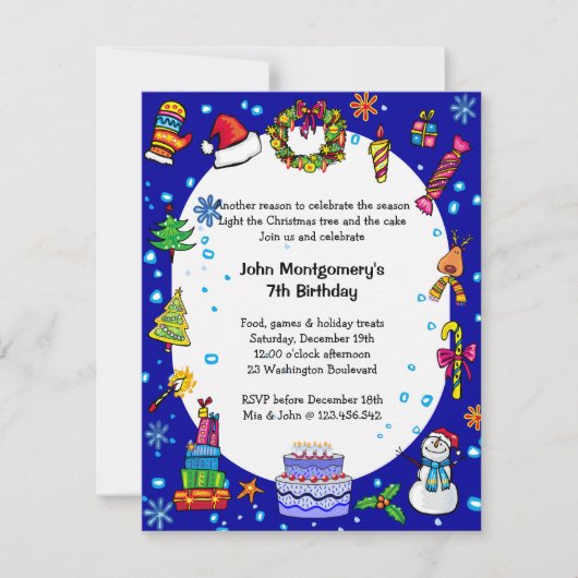 Winter Wonderland Birthday Party Invitation Kaart (Voorkant)