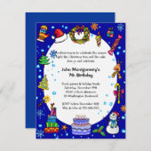 Winter Wonderland Birthday Party Invitation Kaart (Voorkant / Achterkant)