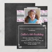 Winter Wonderland Birthday Party Invitation roink Kaart (Voorkant / Achterkant)
