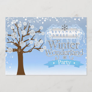 Winter Wonderland Birthday Party Photo Invitation Kaart