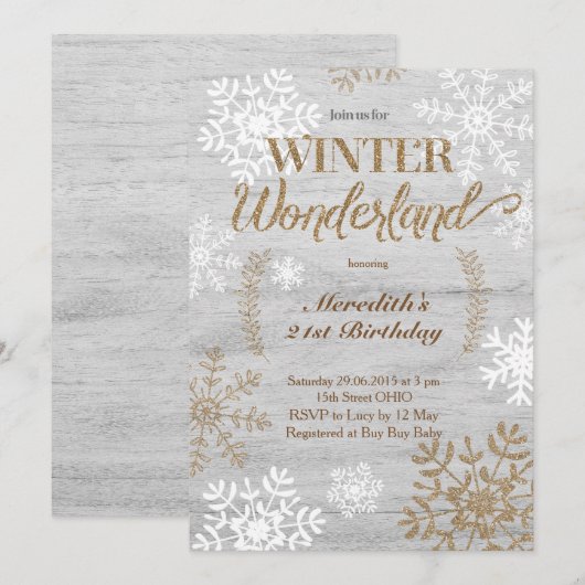 Winter Wonderland Birthday Uitnodiging (Voorkant / Achterkant)