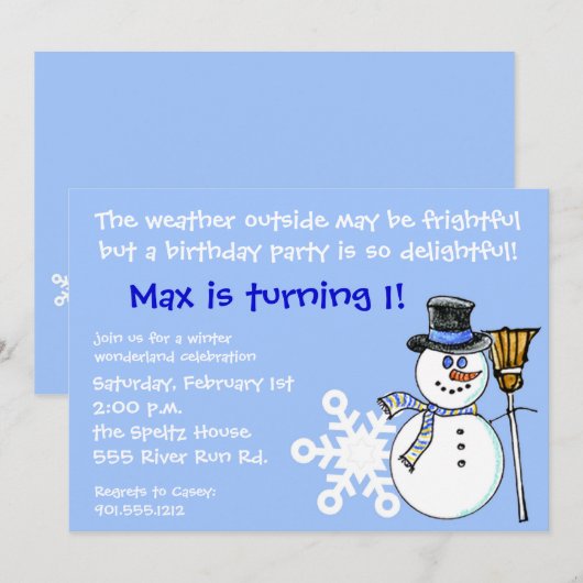 Winter Wonderland Birthday Uitnodiging (Voorkant / Achterkant)