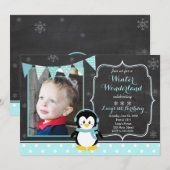 Winter Wonderland Birthday Uitnodiging (Voorkant / Achterkant)