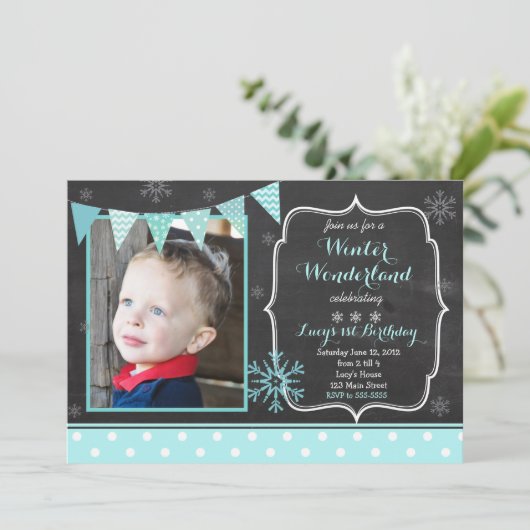 Winter Wonderland Birthday Uitnodiging (Staand voorkant)