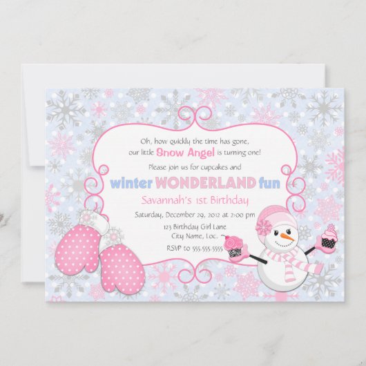 Winter Wonderland Birthday Uitnodiging (Voorkant)