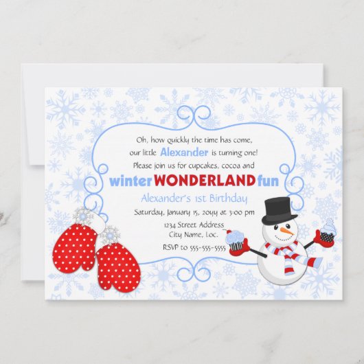 Winter Wonderland Birthday Uitnodiging (Voorkant)