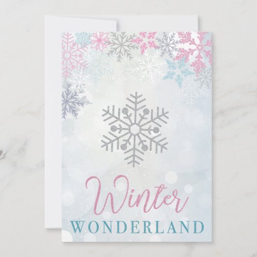 Winter Wonderland Birthday Uitnodiging (Achterkant)