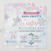 Winter Wonderland Birthday Uitnodiging (Voorkant / Achterkant)