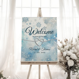 Winter Wonderland Blau Huwelijks Welkomstbord Poster