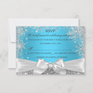 Winter Wonderland Blau Sweet 16 RSVP Kaartje