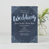 Winter Wonderland Blauw & eenvoudige bruiloft uitn Kaart (Staand voorkant)