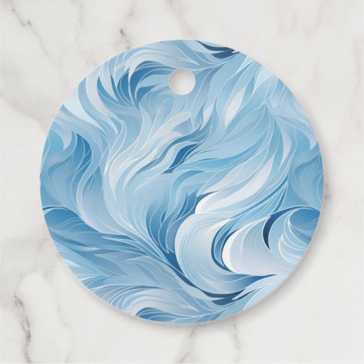 Winter Wonderland Blauw ijzig patroon Bedankjes Labels (Achterkant)