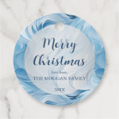 Winter Wonderland Blauw ijzig patroon Bedankjes Labels (Voorkant)