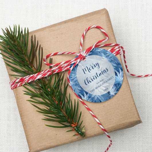 Winter Wonderland Blauw ijzig patroon Bedankjes Labels