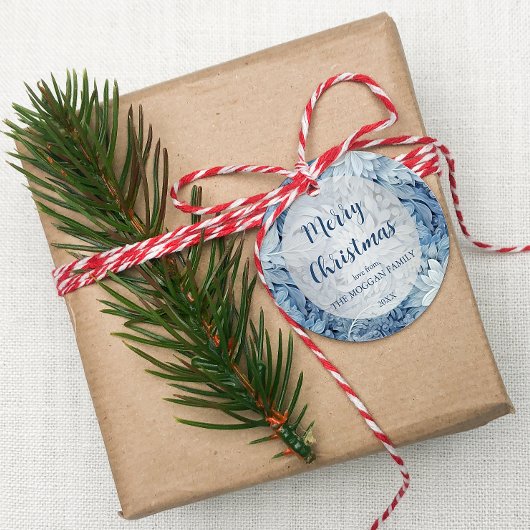 Winter Wonderland Blauw ijzig patroon Bedankjes Labels