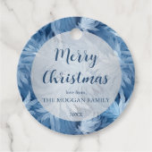 Winter Wonderland Blauw ijzig patroon Bedankjes Labels (Voorkant)