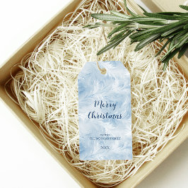 Winter Wonderland Blauw ijzig patroon Cadeaulabel