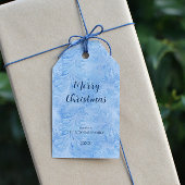 Winter Wonderland Blauw ijzig patroon Cadeaulabel