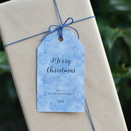 Winter Wonderland Blauw ijzig patroon Cadeaulabel