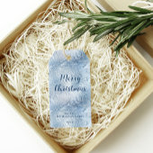 Winter Wonderland Blauw ijzig patroon Cadeaulabel