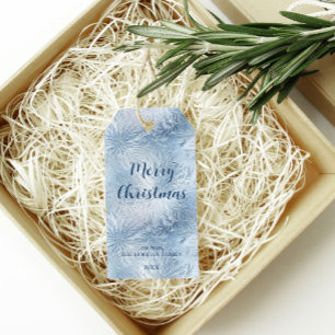 Winter Wonderland Blauw ijzig patroon Cadeaulabel