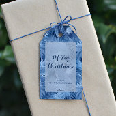 Winter Wonderland Blauw ijzig patroon Cadeaulabel