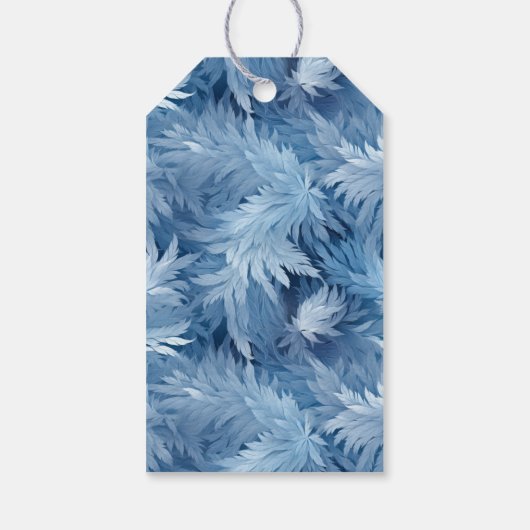 Winter Wonderland Blauw ijzig patroon Cadeaulabel (Achterkant)