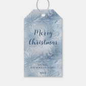 Winter Wonderland Blauw ijzig patroon Cadeaulabel (Voorkant)