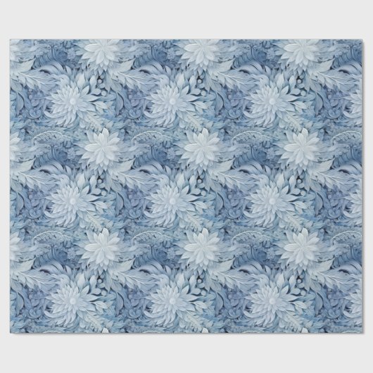 Winter Wonderland Blauw ijzig patroon Cadeaupapier (Vlak)