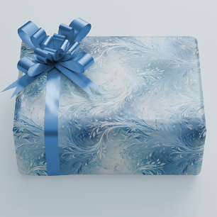 Winter Wonderland Blauw ijzig patroon Cadeaupapier