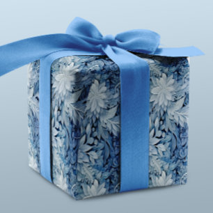 Winter Wonderland Blauw ijzig patroon Cadeaupapier