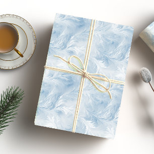 Winter Wonderland Blauw ijzig patroon Cadeaupapier