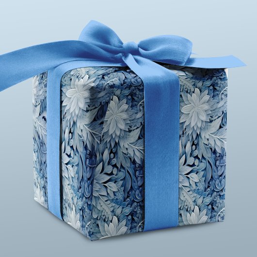 Winter Wonderland Blauw ijzig patroon Cadeaupapier