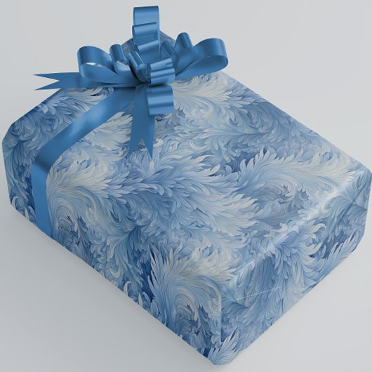 Winter Wonderland Blauw ijzig patroon Cadeaupapier