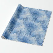 Winter Wonderland Blauw ijzig patroon Cadeaupapier (Uitgerold)