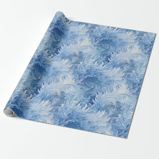 Winter Wonderland Blauw ijzig patroon Cadeaupapier (Uitgerold)