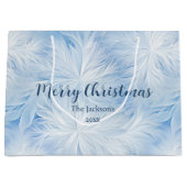 Winter Wonderland Blauw ijzig patroon Groot Cadeauzakje (Voorkant)