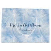 Winter Wonderland Blauw ijzig patroon Groot Cadeauzakje (Achterkant)