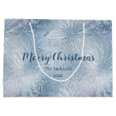 Winter Wonderland Blauw ijzig patroon Groot Cadeauzakje (Achterkant)