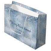Winter Wonderland Blauw ijzig patroon Groot Cadeauzakje (Voorkant Gekanteld)