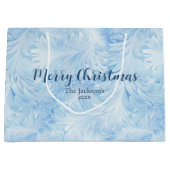 Winter Wonderland Blauw ijzig patroon Groot Cadeauzakje (Voorkant)