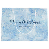 Winter Wonderland Blauw ijzig patroon Groot Cadeauzakje (Achterkant)