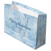 Winter Wonderland Blauw ijzig patroon Groot Cadeauzakje (Voorkant Gekanteld)
