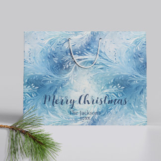 Winter Wonderland Blauw ijzig patroon Groot Cadeauzakje
