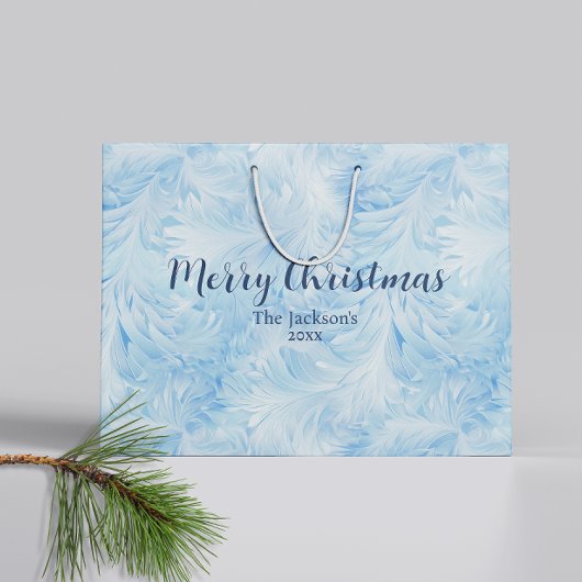 Winter Wonderland Blauw ijzig patroon Groot Cadeauzakje