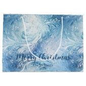 Winter Wonderland Blauw ijzig patroon Groot Cadeauzakje (Achterkant)