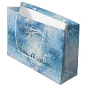 Winter Wonderland Blauw ijzig patroon Groot Cadeauzakje (Voorkant Gekanteld)