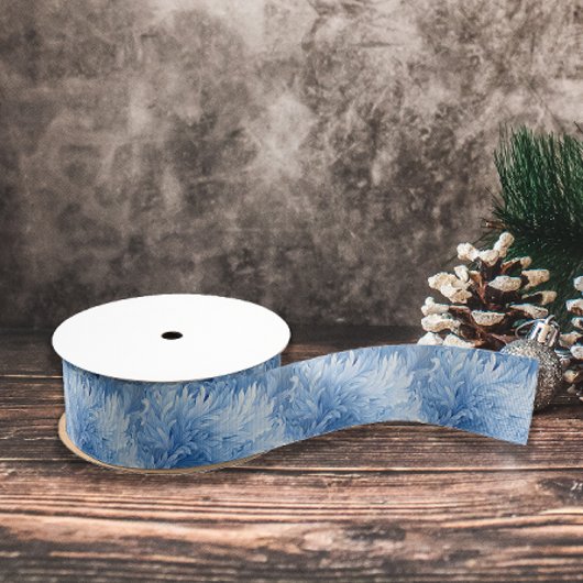 Winter Wonderland Blauw ijzig patroon Grosgrain Lint