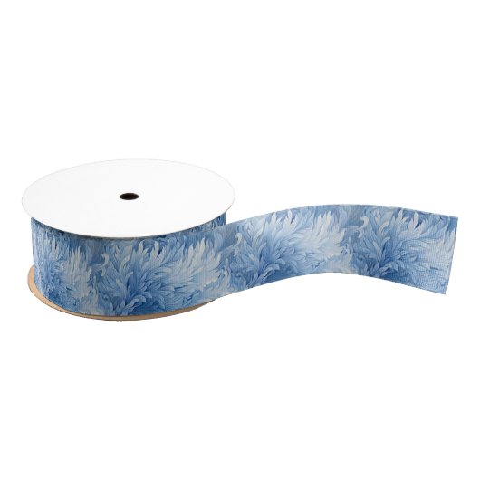 Winter Wonderland Blauw ijzig patroon Grosgrain Lint (Spoel)